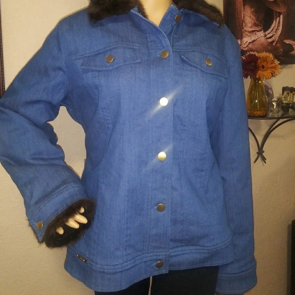 🔥Iman Denim like Jacket w/Faux Fur Size XL